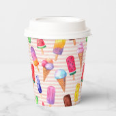 可愛カラフルいアイスクリームサマーヴィーストライプの 紙コップ (正面)