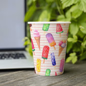 可愛カラフルいアイスクリームサマーヴィーストライプの 紙コップ