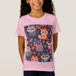 可愛カラフルいアライグマ Tシャツ