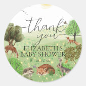 可愛カラフルいウッドランド動物台本 ラウンドシール (正面)