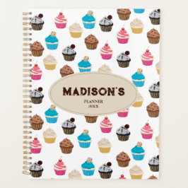 可愛カラフルいカップケーキパターンレシピ プランナー手帳