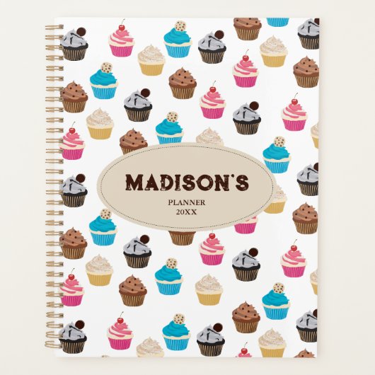 可愛カラフルいカップケーキパターンレシピ プランナー手帳 (正面)