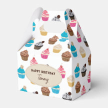 可愛カラフルいカップケーキ柄の誕生日パーティー