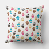 可愛カラフルいカップケーキ柄 クッション (正面)