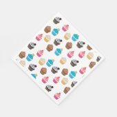 可愛カラフルいカップケーキ柄 スタンダードランチョンナプキン (角)