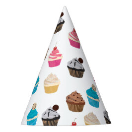 可愛カラフルいカップケーキ柄 パーティーハット