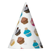 可愛カラフルいカップケーキ柄 パーティーハット (左)