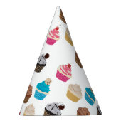 可愛カラフルいカップケーキ柄 パーティーハット (右)