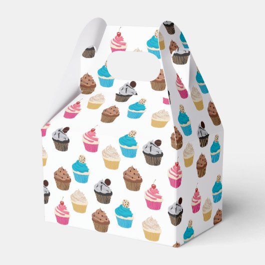 可愛カラフルいカップケーキ柄 フェイバーボックス (正面サイド)