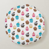 可愛カラフルいカップケーキ柄 ラウンドクッション (裏面)