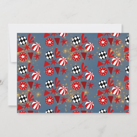 可愛カラフルいカーニバルサーカス写真誕生日パーティー 招待状 (裏面)