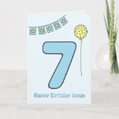 可愛カラフルいキッズ7誕生日はがき カード (正面)