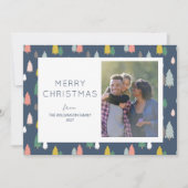 可愛カラフルいクリスマスの木モダンのカスタム写真 シーズンカード (正面)
