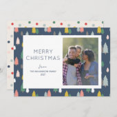 可愛カラフルいクリスマスの木モダンのカスタム写真 シーズンカード (正面/裏面)