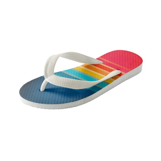 可愛カラフルいグラデストライプのィエントパターン キッズビーチサンダル (アングル)