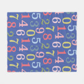 可愛カラフルいシンプル番号模様（青） フリースブランケット (正面(横))