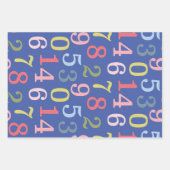 可愛カラフルいシンプル番号模様（青） ラッピングペーパーシート (正面3)