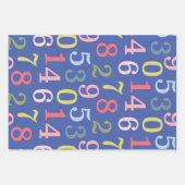 可愛カラフルいシンプル番号模様（青） ラッピングペーパーシート (正面2)