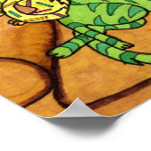 可愛カラフルいスケッチ猫椅子おむつ寝る ポスター (角)