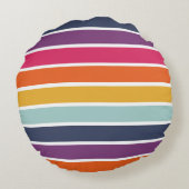 可愛カラフルいストライプの柄 ラウンドクッション (裏面)