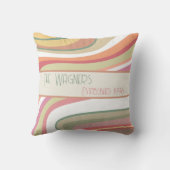 可愛カラフルいストライプパーソナライズされた名の日付 クッション (裏面)