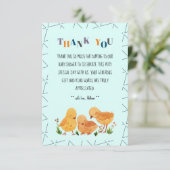 可愛カラフルいチキンファミリー男の子のシャワー サンキューカード (スタンド正面)