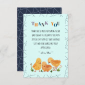 可愛カラフルいチキンファミリー男の子のシャワー サンキューカード (正面/裏面)