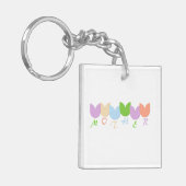 可愛カラフルいチューリップ母、6文字パーソナライズされた キーホルダー (正面左)