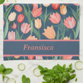 可愛カラフルいチューリップAi生成パターン名 キッチンタオル (折り畳み)