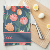 可愛カラフルいチューリップAi生成パターン名 キッチンタオル (四つ折り)