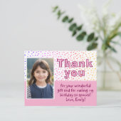 可愛カラフルいドガーリーット写真誕生日 ポストカード (スタンド正面)