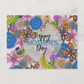 可愛カラフルいドードル花母の日 ポストカード (正面)