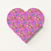 可愛カラフルいナマケモノ |名前の追加ハート ノートブック (裏面)