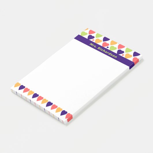 可愛カラフルいハートパーソナライズされた名学校 ポストイット (アングル)