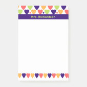 可愛カラフルいハートパーソナライズされた名学校 ポストイット (正面)