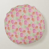 可愛カラフルいハート水彩模様 ラウンドクッション (裏面)