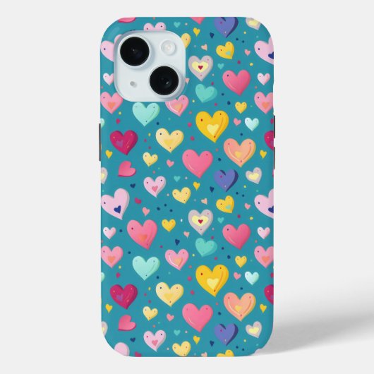 可愛カラフルいハート Case-Mate iPhoneケース (裏面)