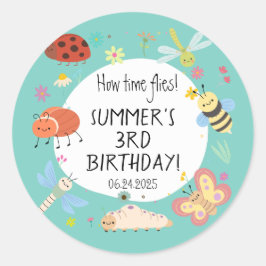 可愛カラフルいバグ子供の誕生日 ラウンドシール