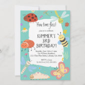 可愛カラフルいバグ子供の誕生日 招待状 (正面)