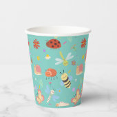 可愛カラフルいバグ子供の誕生日 紙コップ (正面)