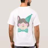 可愛カラフルいパパの誕生日ガールキティ猫 Tシャツ (裏面)
