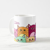 可愛カラフルいパーソナライズされた猫 コーヒーマグカップ (正面左)