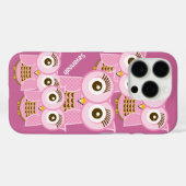 可愛カラフルいピンクのフクロウが紫から色に変わる Case-Mate iPhoneケース (裏面 (横))