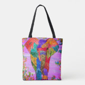可愛カラフルいピンクの象トートバッグ トートバッグ (裏面)