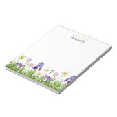 可愛カラフルいピンク紫の野花フローラ ノートパッド (回転)