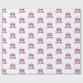 可愛カラフルいピ王室のンクのプリンセス王冠と名前 ラッピングペーパー (フラット)