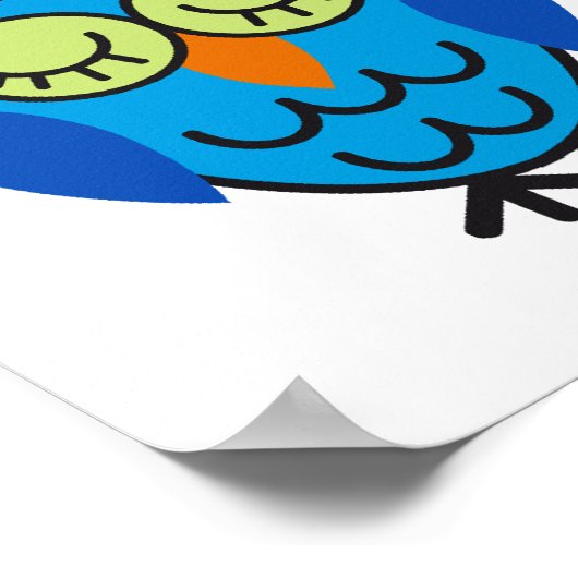 可愛カラフルいフクロウ ポスター (角)