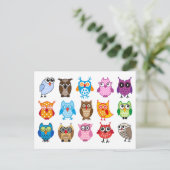 可愛カラフルいフクロウ ポストカード (スタンド正面)