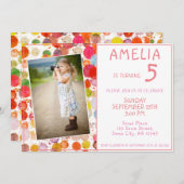 可愛カラフルいブガーリーロット撮影誕生日 招待状 (正面/裏面)