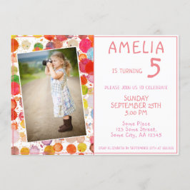 可愛カラフルいブガーリーロット撮影誕生日 招待状